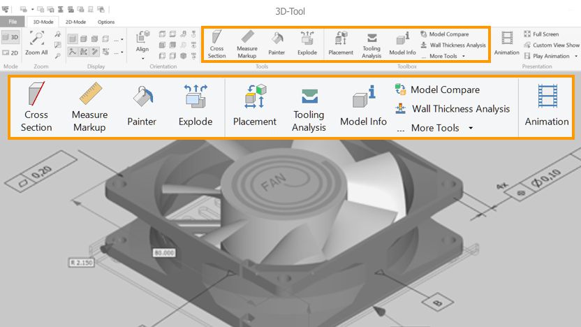 3D-Tool is a CAD viewer with many parctical tools